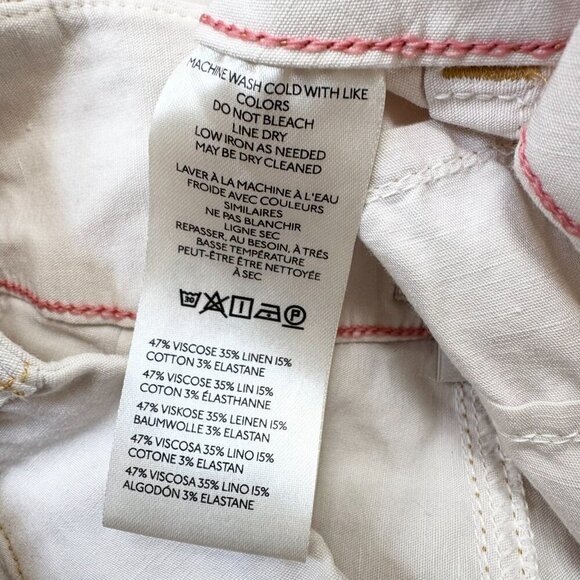 Anthropologie Colette Linen Cropped Wide-Leg Pants Maeve Magic Fabric Cream 27 - Picture 8 of 12